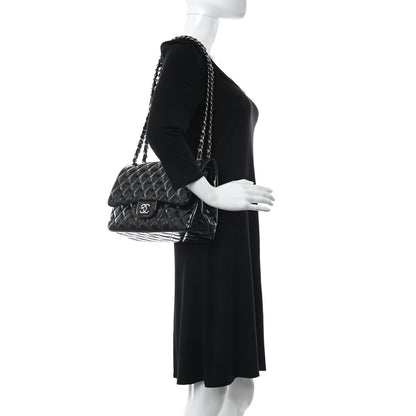 Chanel Patent Quilted Jumbo Double Flap Black 2 of 15