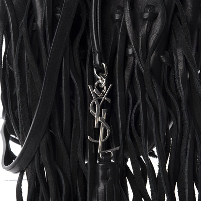 Saint Laurent Calfskin Fringe Monogram Mini Bourse Bucket Bag Black 8 of 8