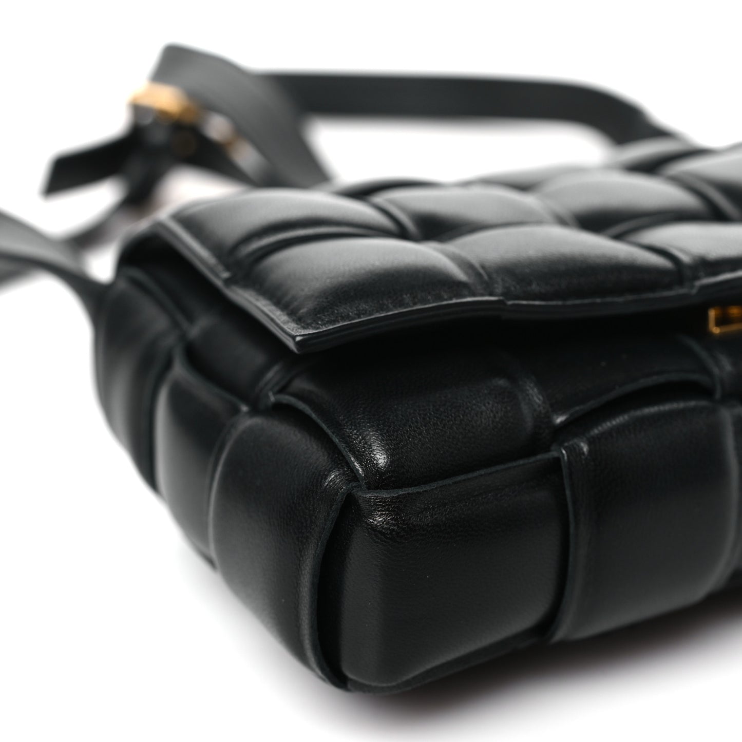Nappa Intrecciato Small Padded Cassette Crossbody Bag Black