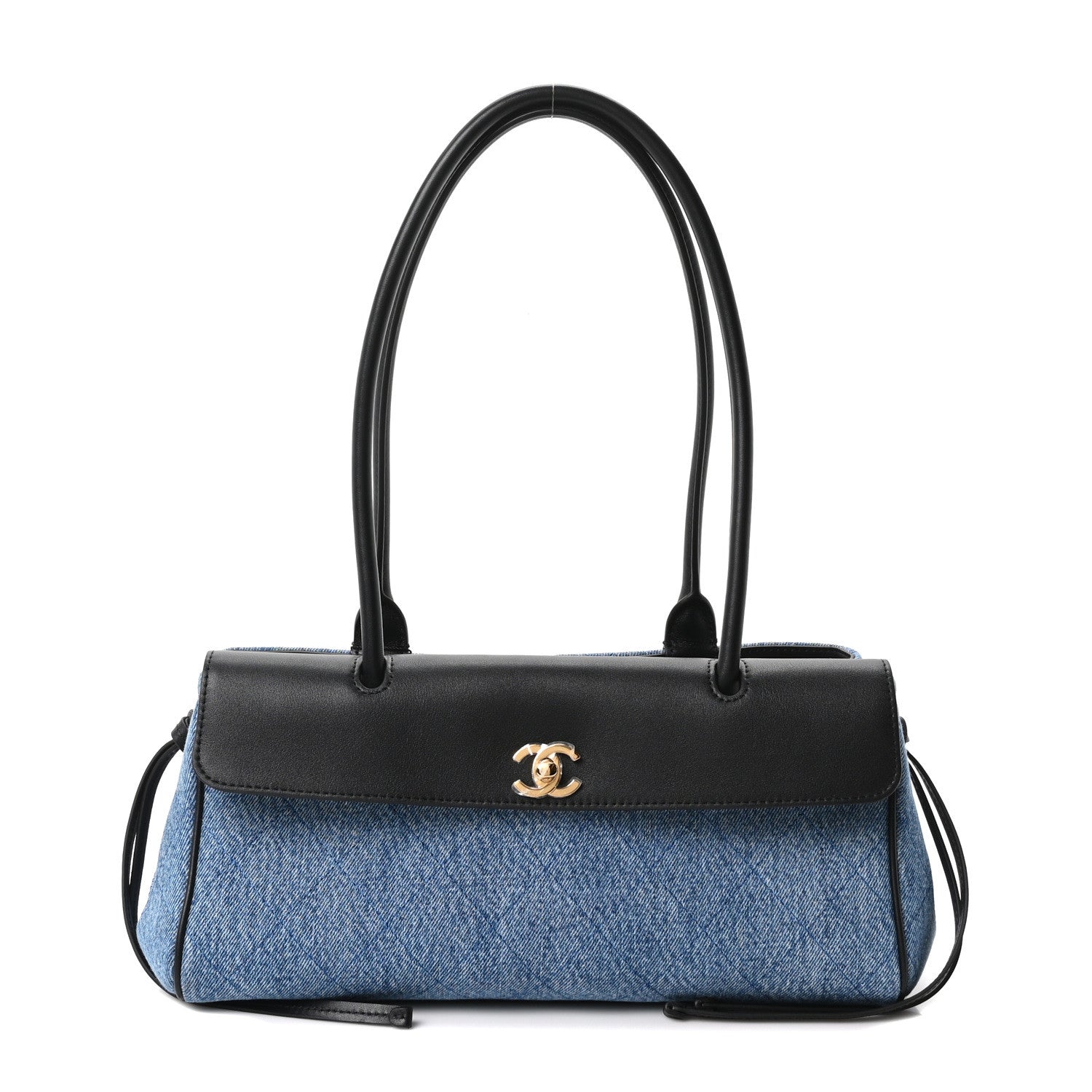 Chanel Calfskin Denim Stitched Urban Essentials Small Shopping Bag Blue Black 1 of 10
