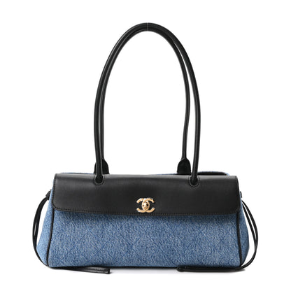 Chanel Calfskin Denim Stitched Urban Essentials Small Shopping Bag Blue Black 1 of 10