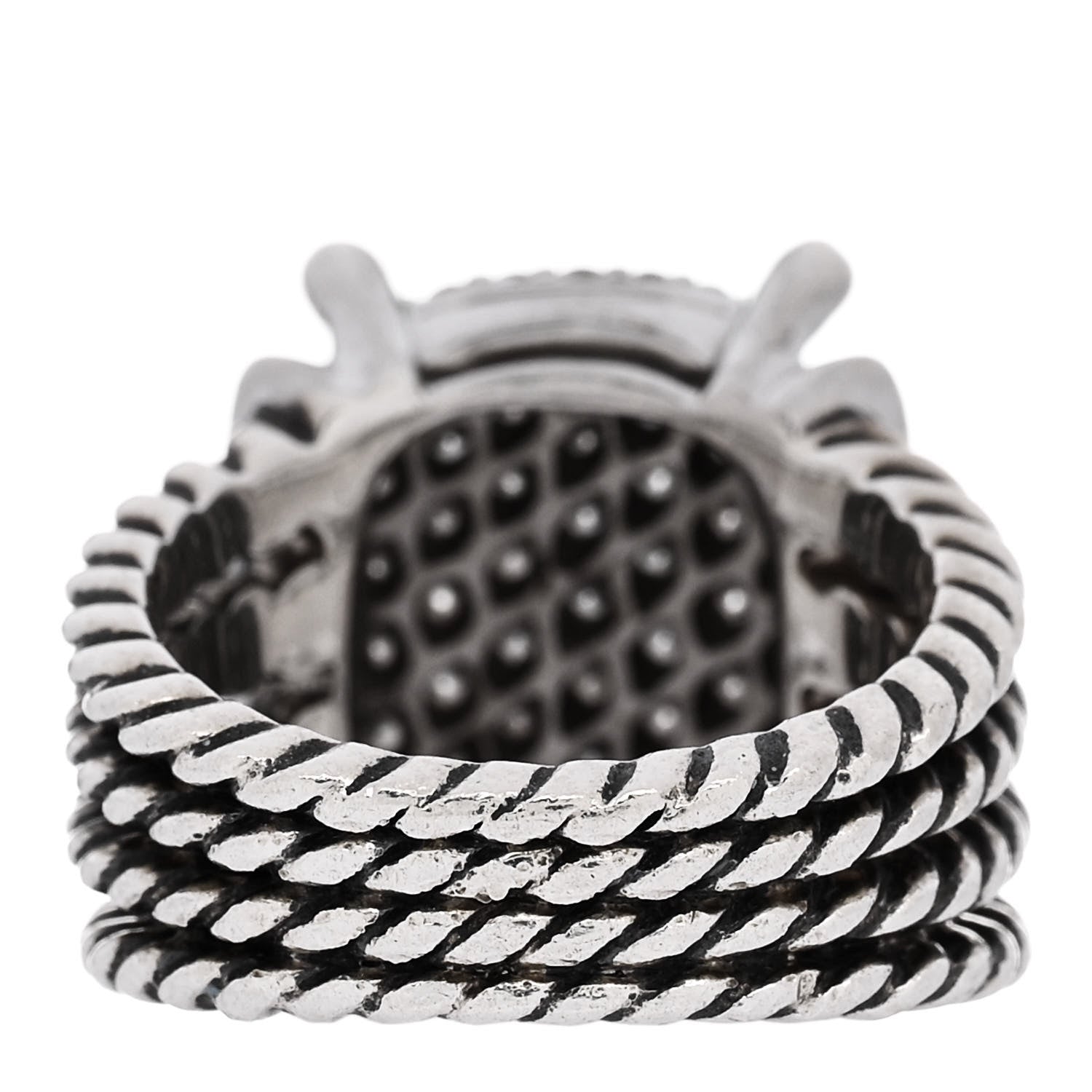 David Yurman Sterling Silver Diamond 16mm Wheaton Ring 52 6 3 of 5