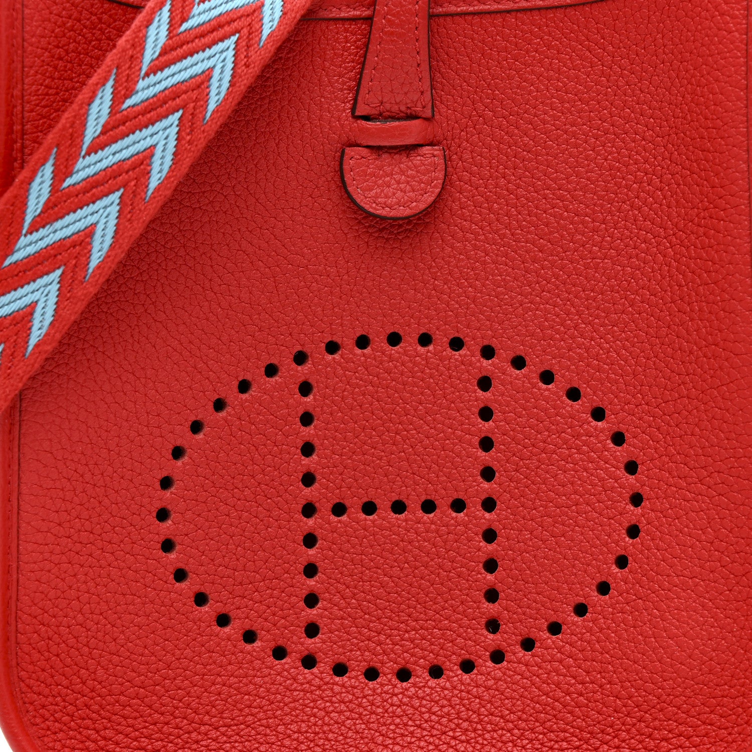 Hermes Taurillon Clemence Evelyne TPM Rouge De Coeur Bleu Du Nord 8 of 11