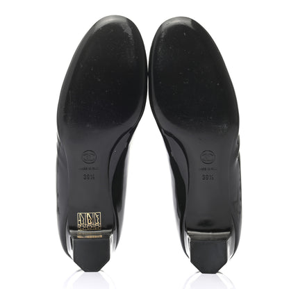 Chanel Patent Calfskin Crystal Pumps 39.5 Green Black 5 of 9
