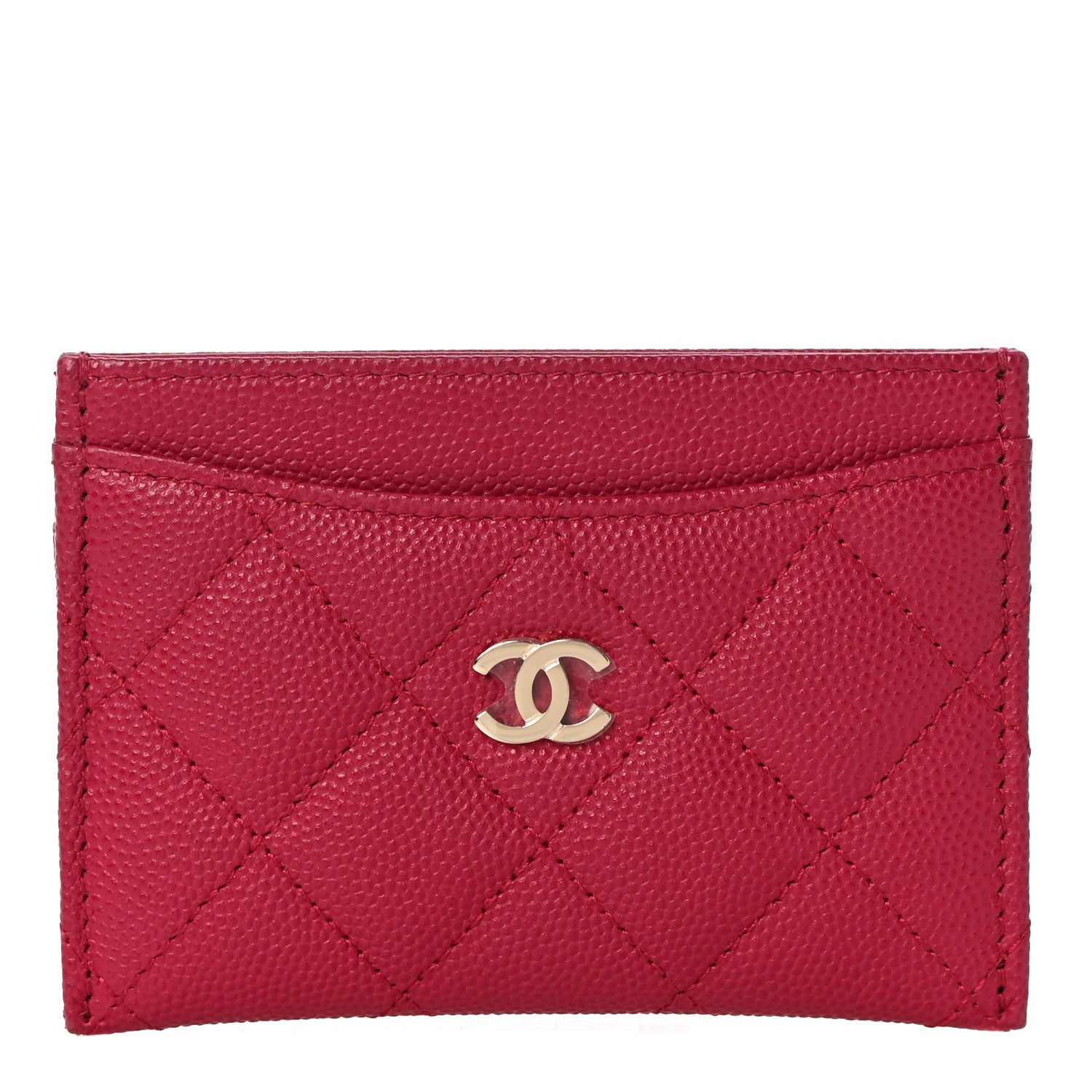 Chanel Caviar Quilted Card Holder Dark Pink 1 of 12