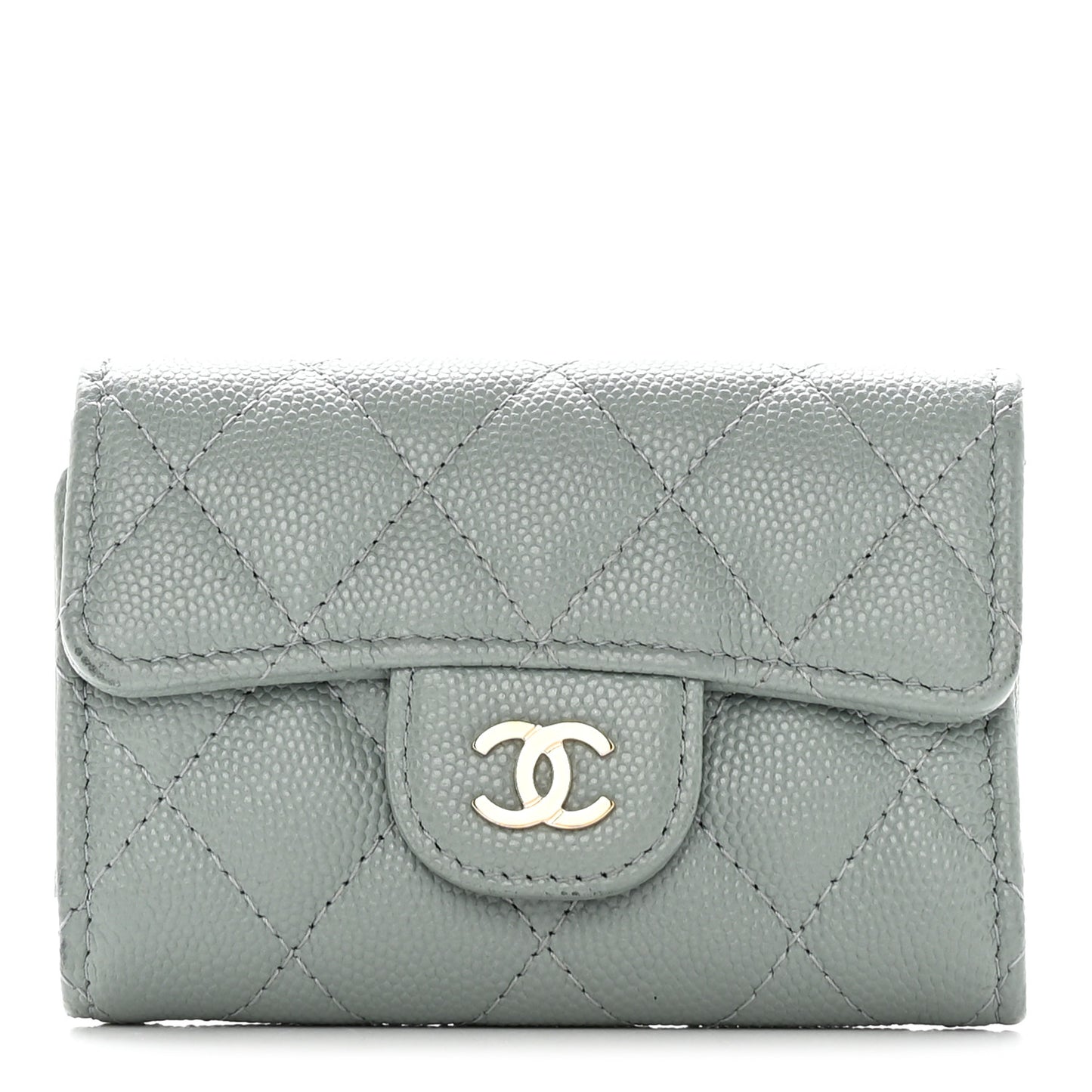Caviar Quilted Classic 4 Key Holder Wallet Grey