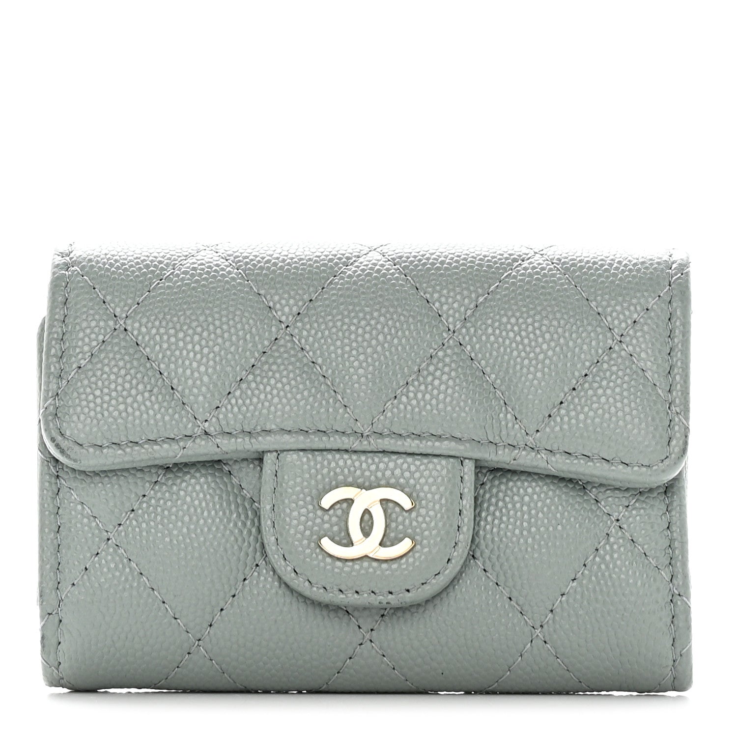 Chanel Caviar Quilted Classic 4 Key Holder Wallet Grey 1 of 17