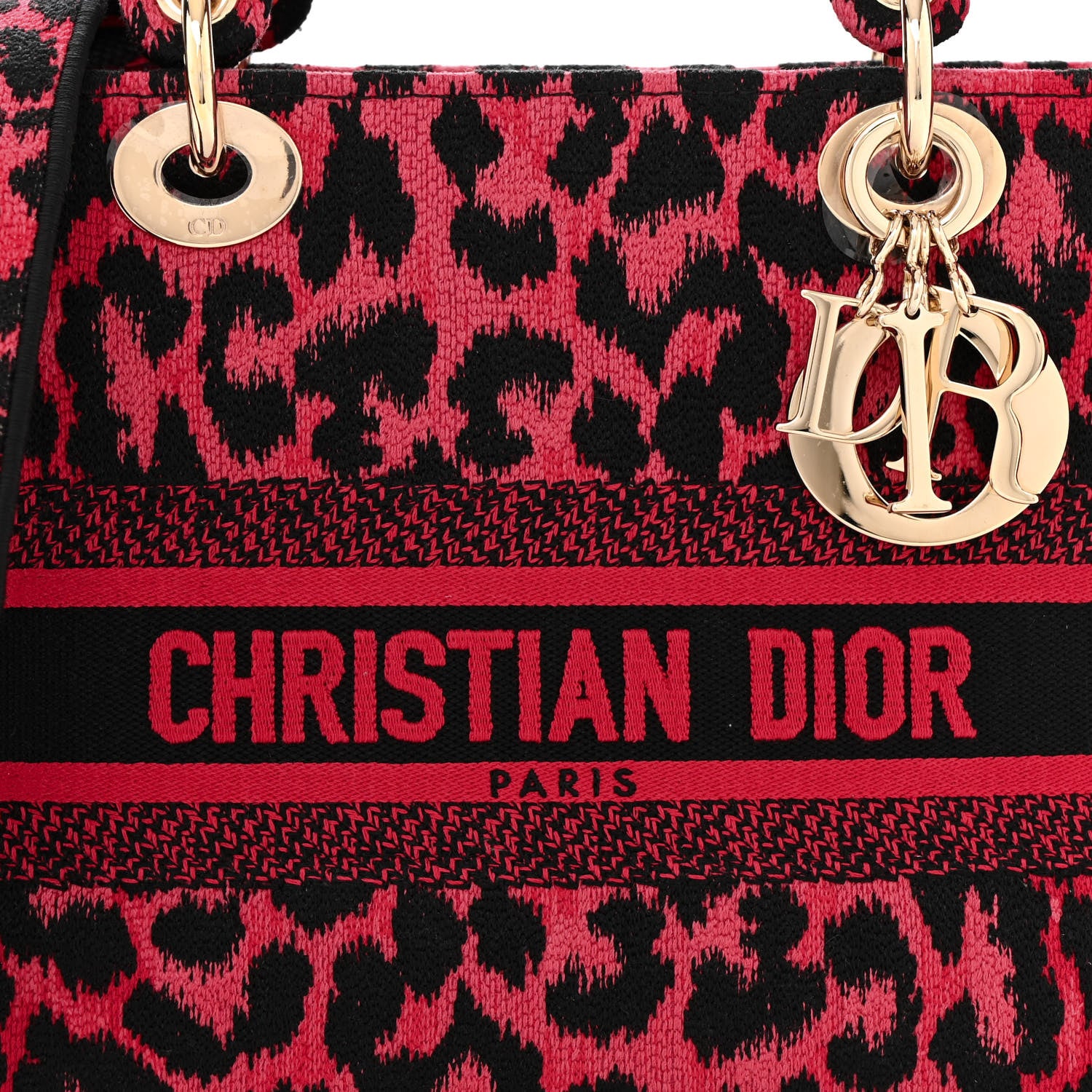 Christian Dior Canvas Mizza Embroidered Medium Lady D-Lite Fuchsia 8 of 10