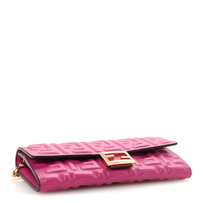 Fendi Nappa Matisse FF Embossed Continental Wallet On Chain Ciclamino Pilar 4 of 10