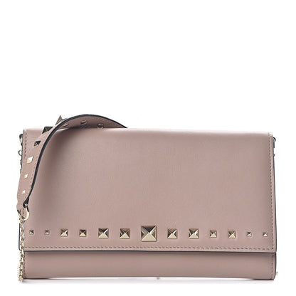 Valentino Garavani Vitello Rockstud Crossbody Wallet on Chain Poudre 1 of 11