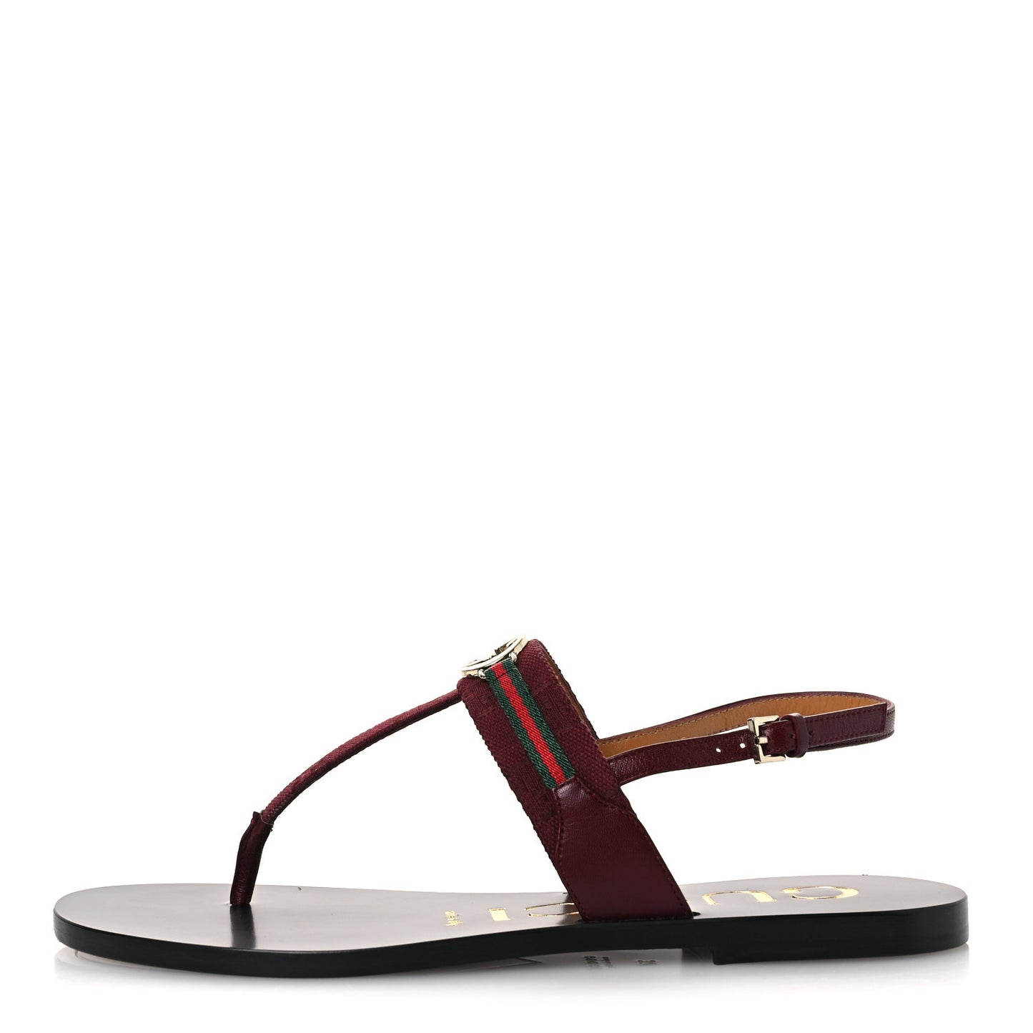 New Canvas GG Malaga Kid Web Interlocking G Womens Thong Sandals 37 Rosso Ancora