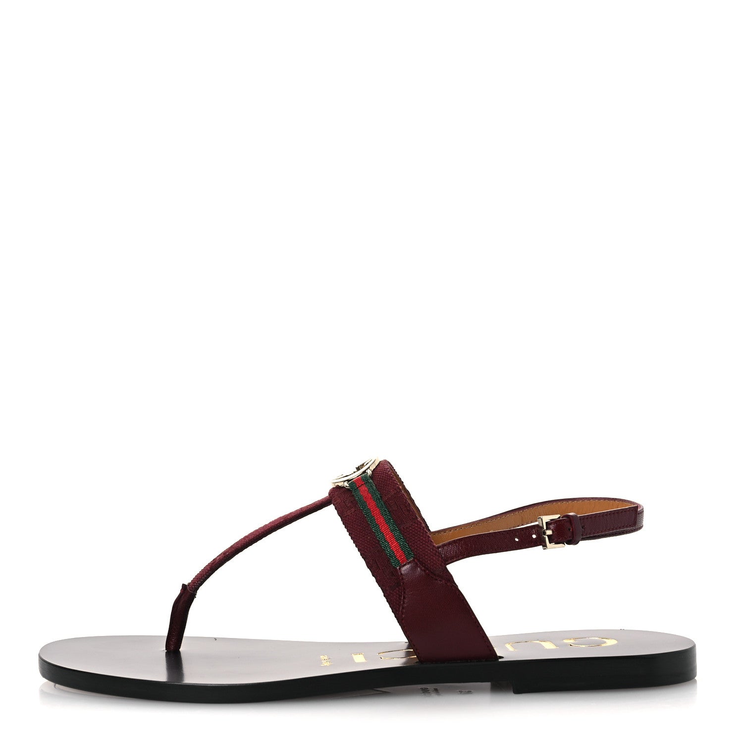Gucci New Canvas GG Malaga Kid Web Interlocking G Womens Thong Sandals 37 Rosso Ancora 1 of 11