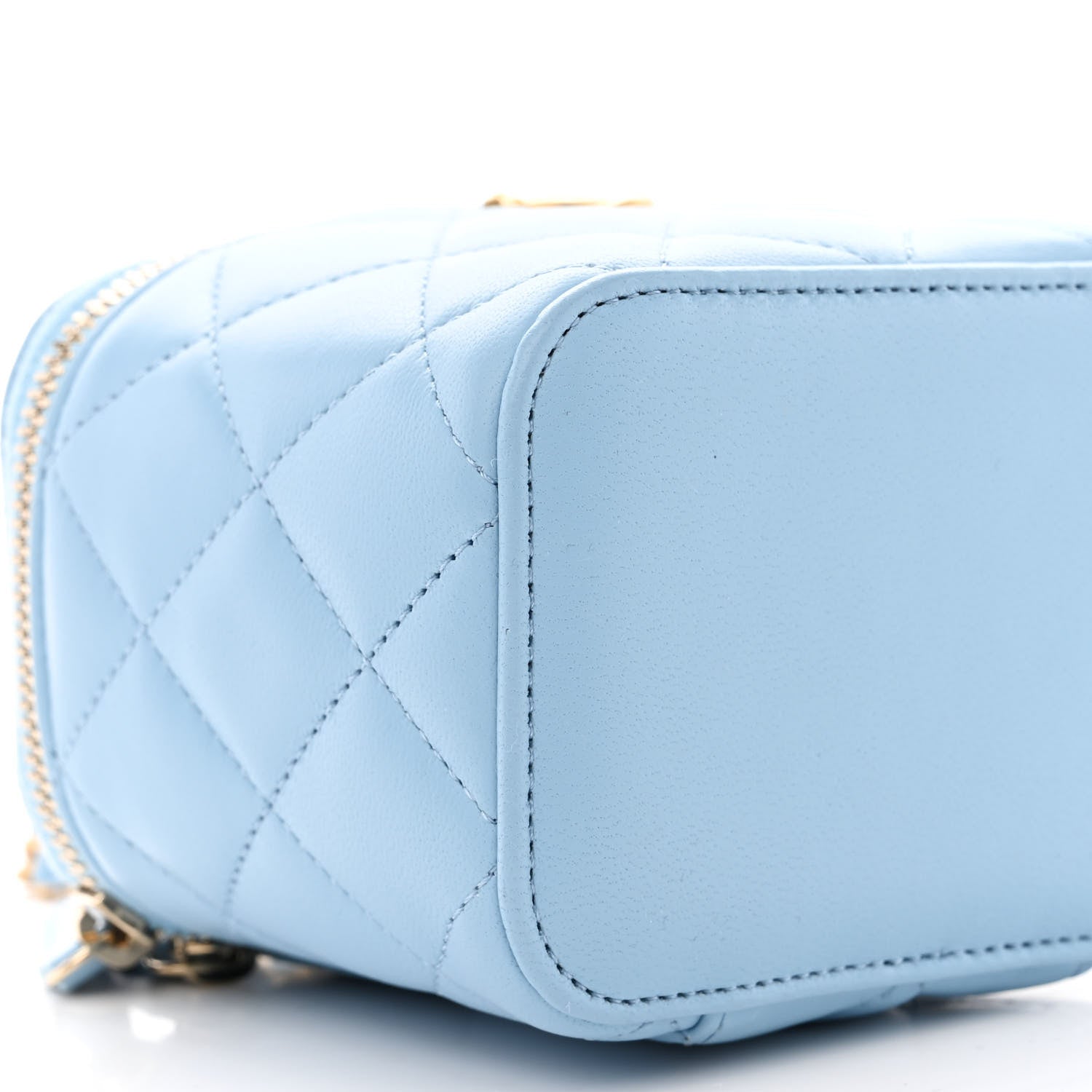 Chanel Lambskin Quilted Pearl Crush Mini Vanity Case With Chain Light Blue 9 of 11