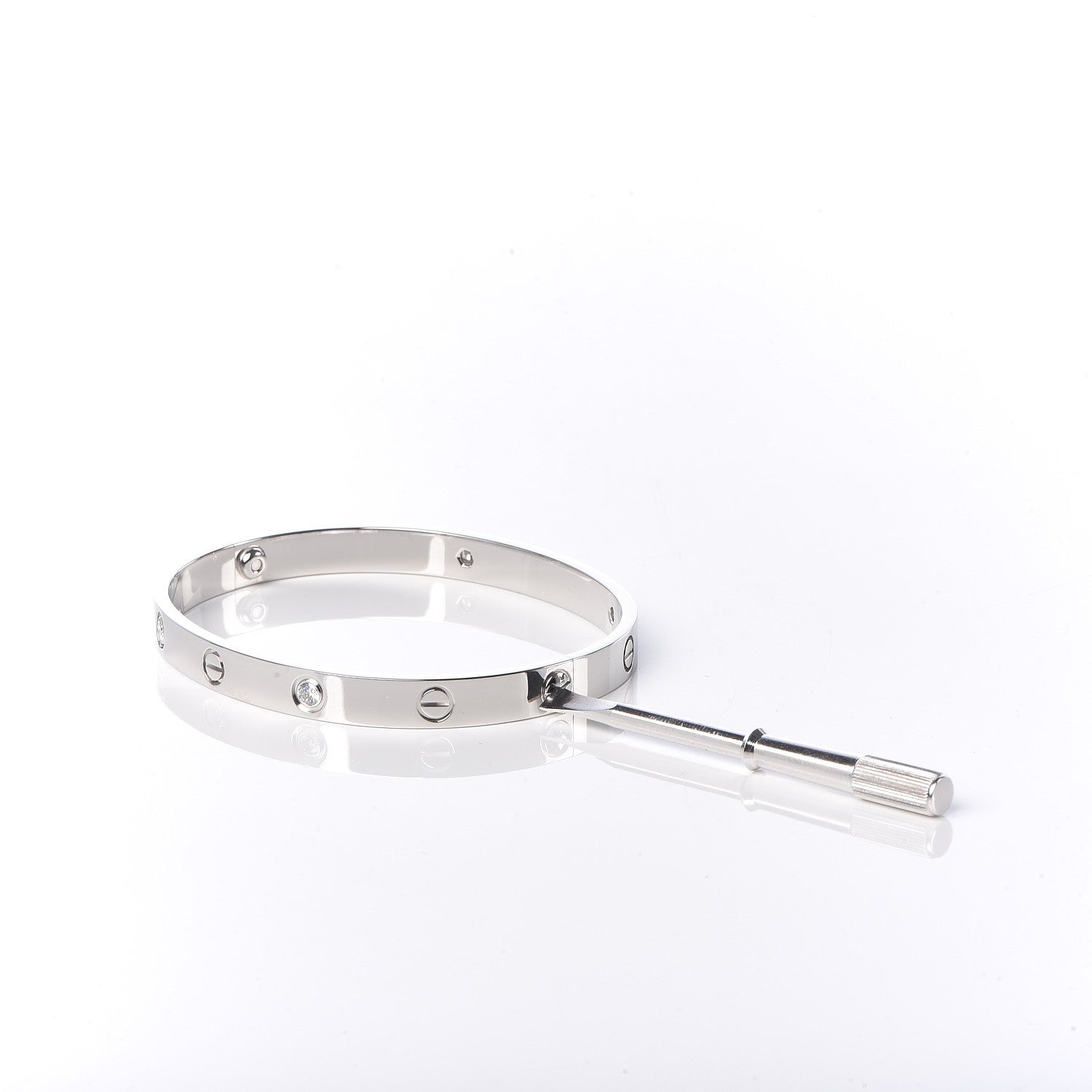 Cartier 18K White Gold 4 Diamond LOVE Bracelet 18 4 of 6