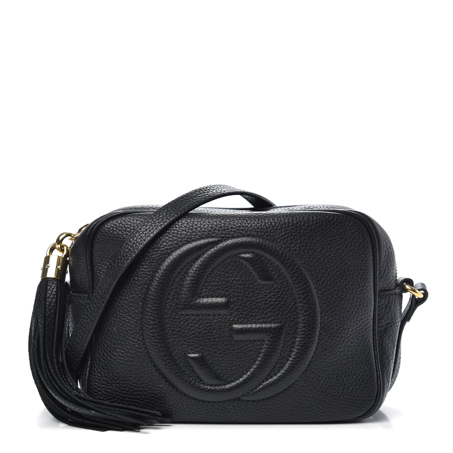 Pebbled Calfskin Small Soho Disco Bag Black
