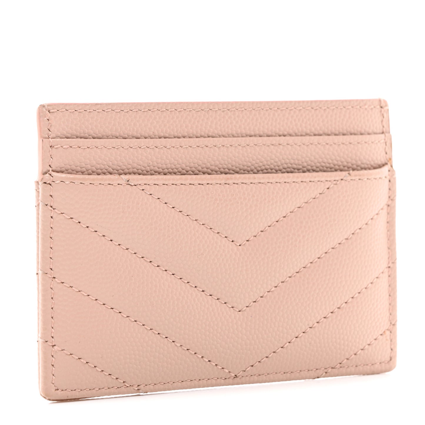 Grain De Poudre Matelasse Chevron Monogram Credit Card Case Pale Pink