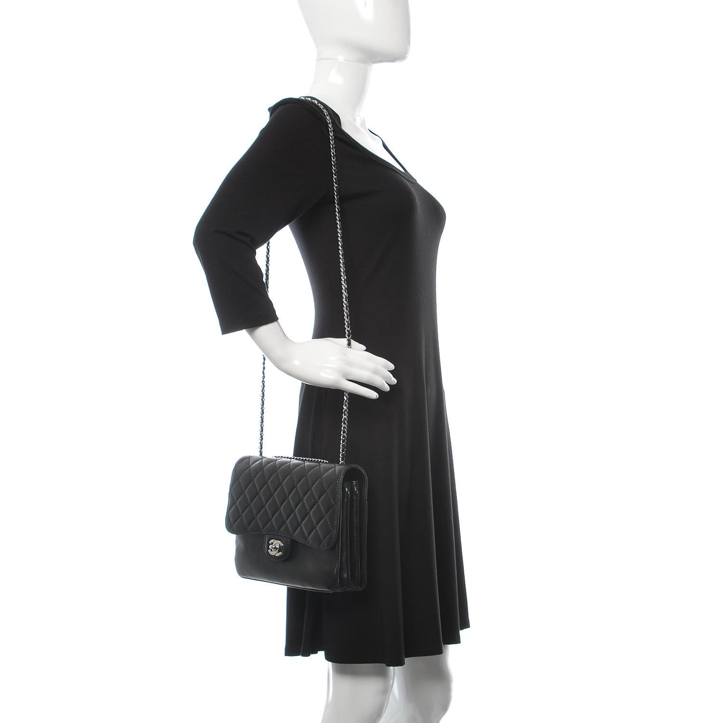 Lambskin Quilted Flap Black