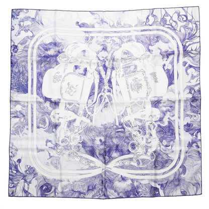 Hermes Silk Brides de Gala En Finesse Scarf 90 Encre Blanc Gris Bleuete 1 of 7