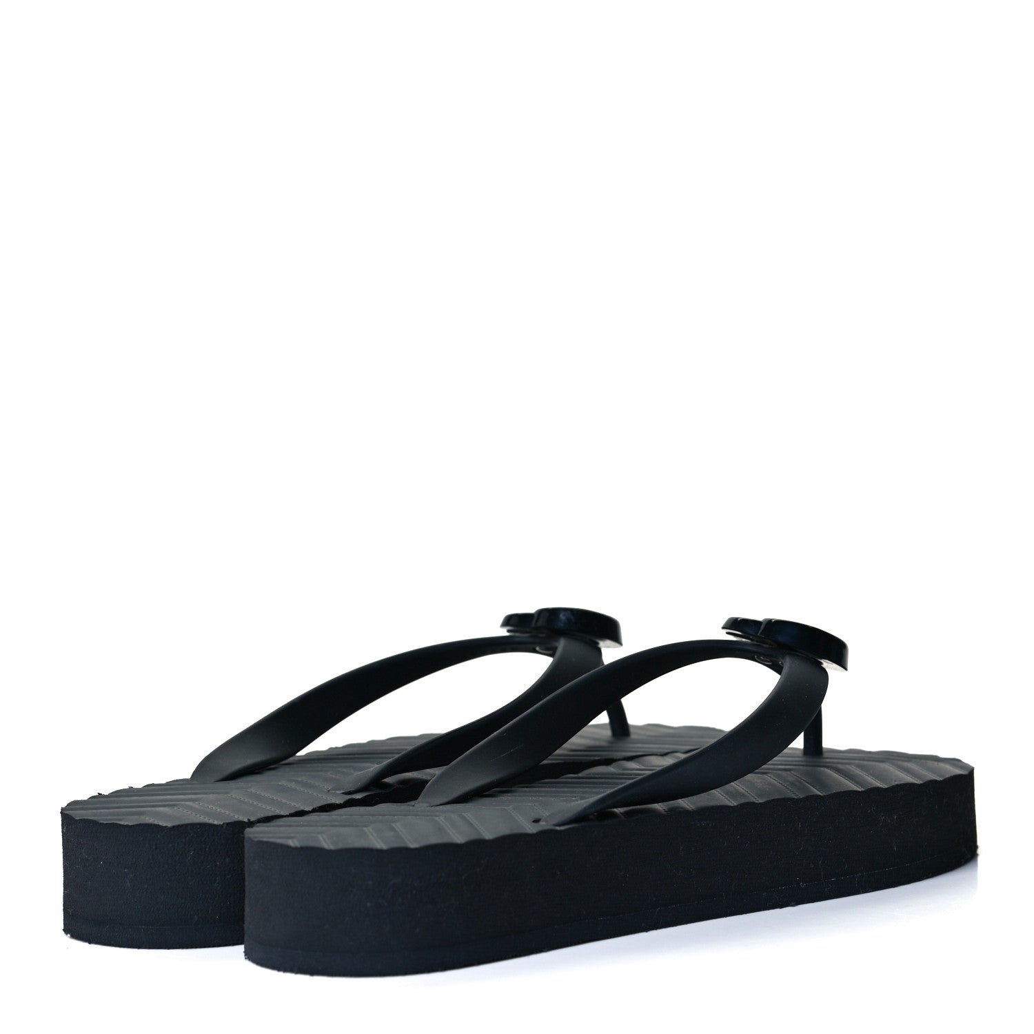 Gucci Rubber Chevron Thong Sandals 40 Black 4 of 8