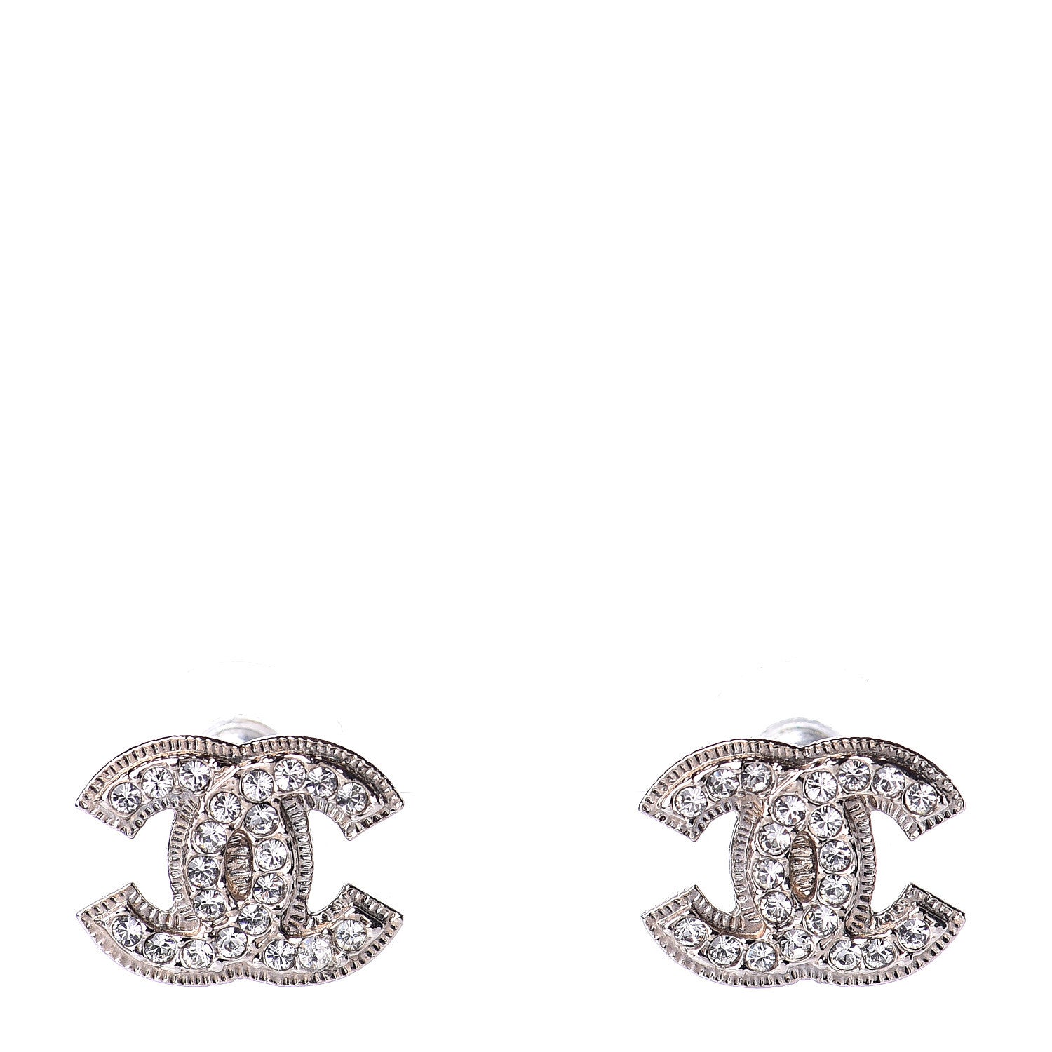 Chanel Crystal Mini Timeless CC Earrings Silver 1 of 5