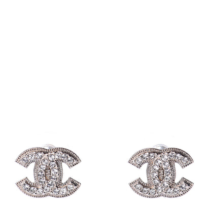 Chanel Crystal Mini Timeless CC Earrings Silver 1 of 5