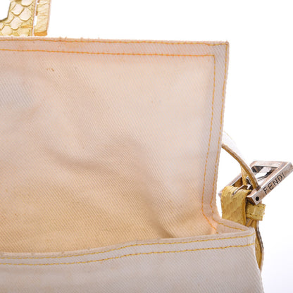 Fendi Denim Python Baguette White Yellow 10 of 21