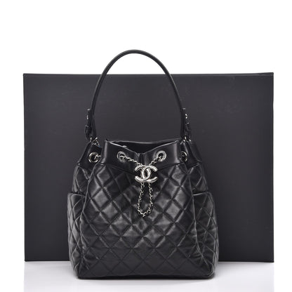 Chanel Lambskin Quilted Small Chain Bucket Bag Black 9 of 9
