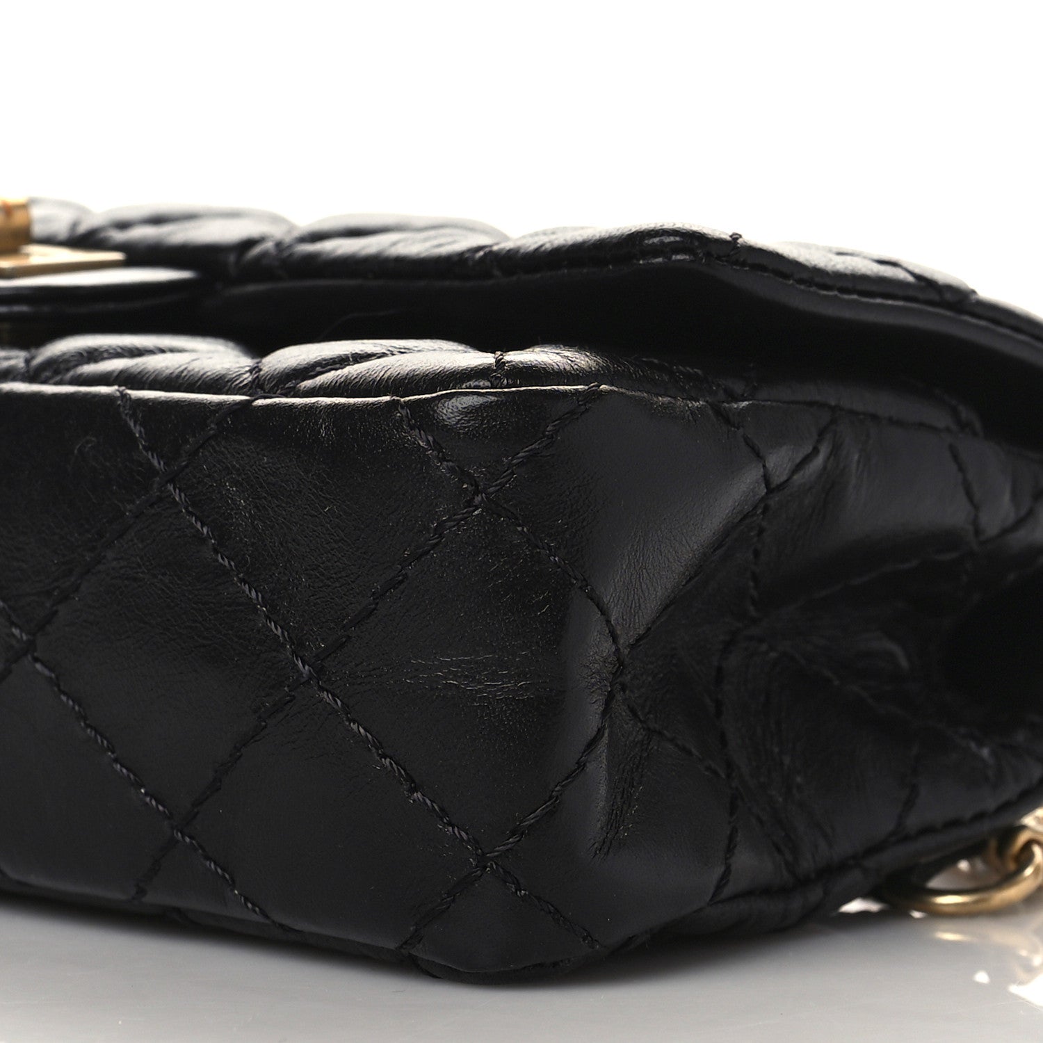 Chanel Aged Calfskin Quilted 2.55 Reissue Flap Belt Bag Clutch Black 9 of 10