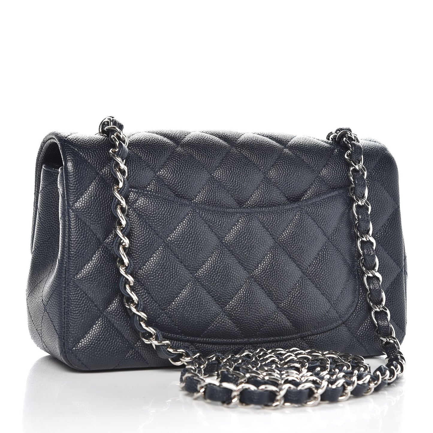 Caviar Quilted Mini Rectangular Flap Navy