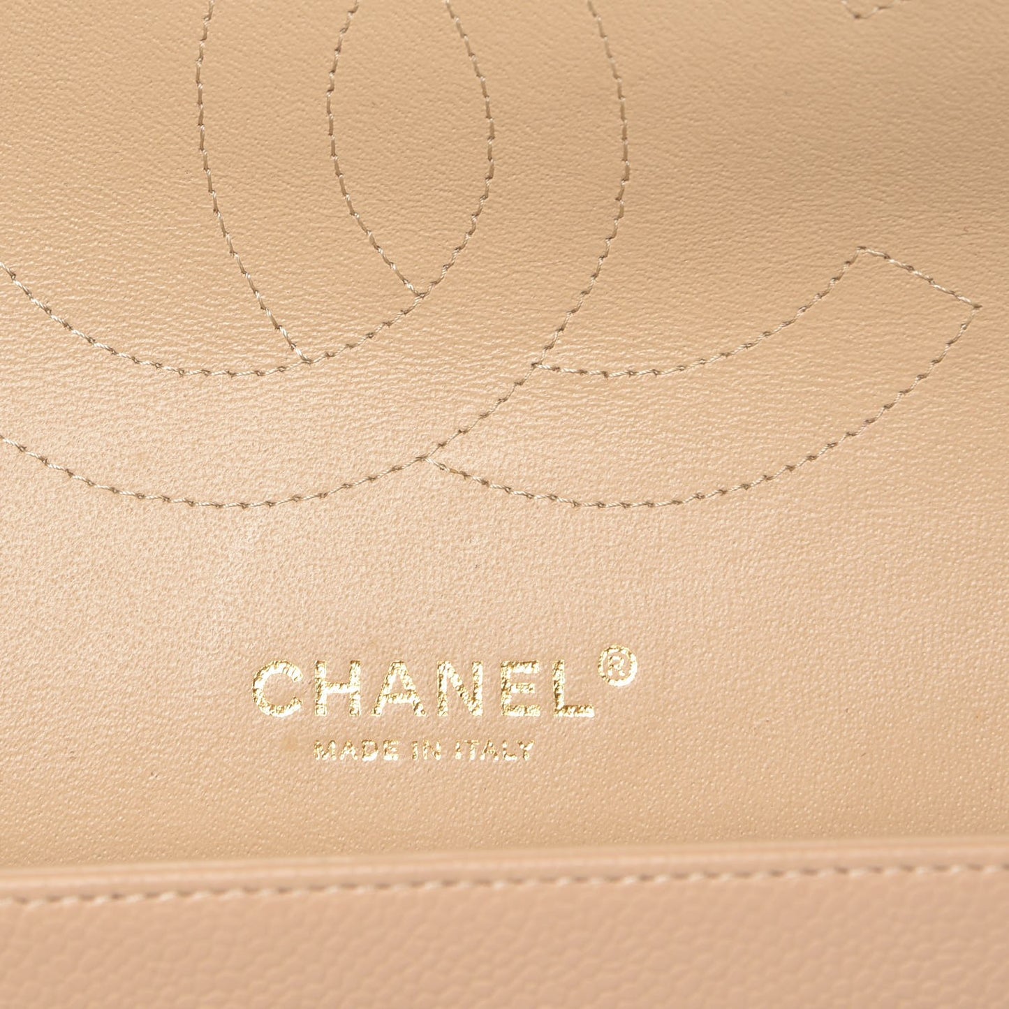 Caviar Quilted Jumbo Double Flap Beige Clair
