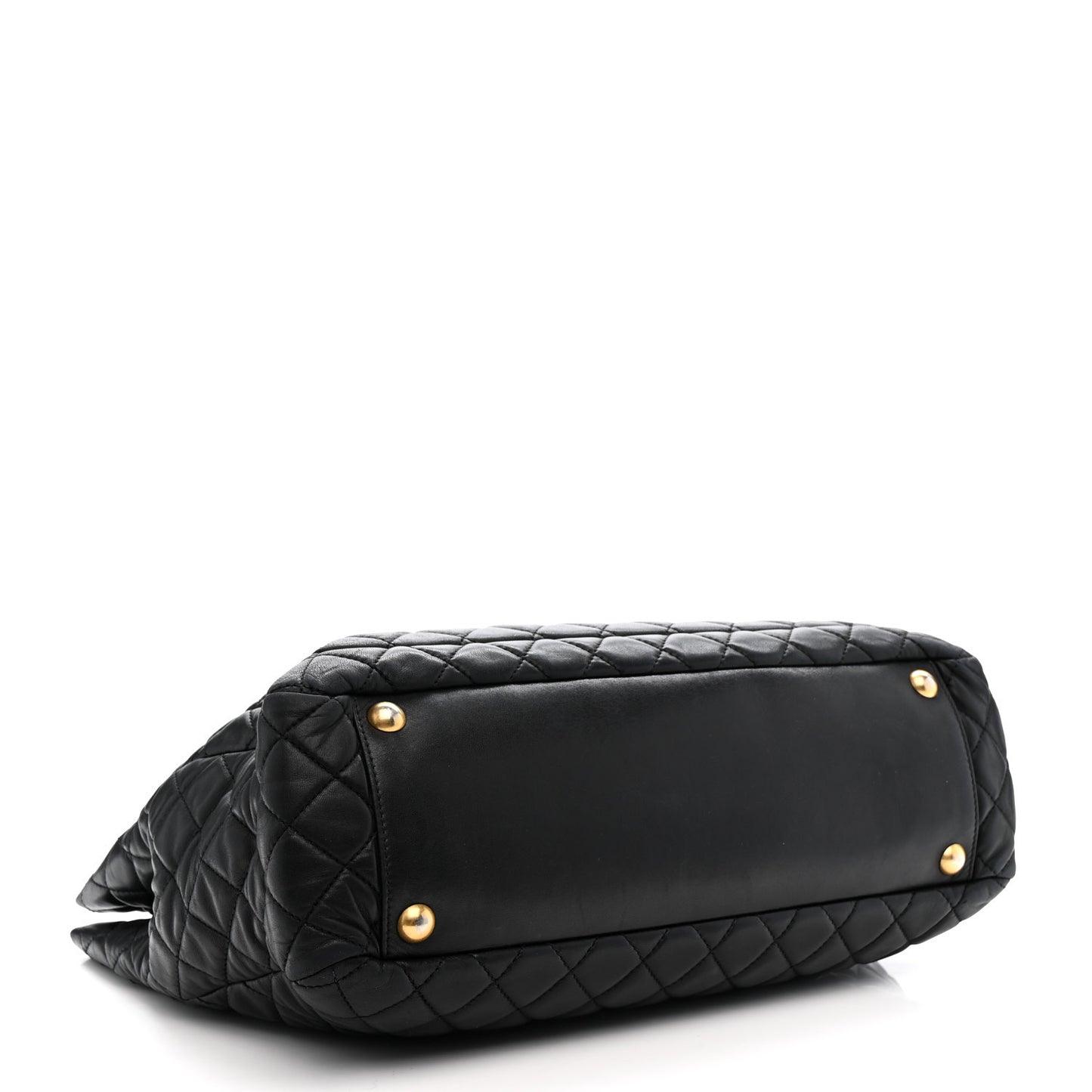 Lambskin Quilted Large Tote Black