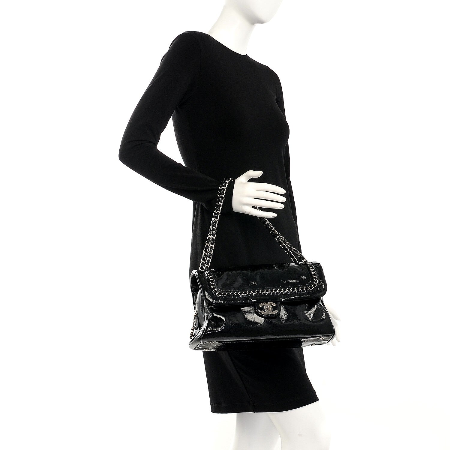 Chanel Patent Luxe Ligne Large Flap Black 2 of 9