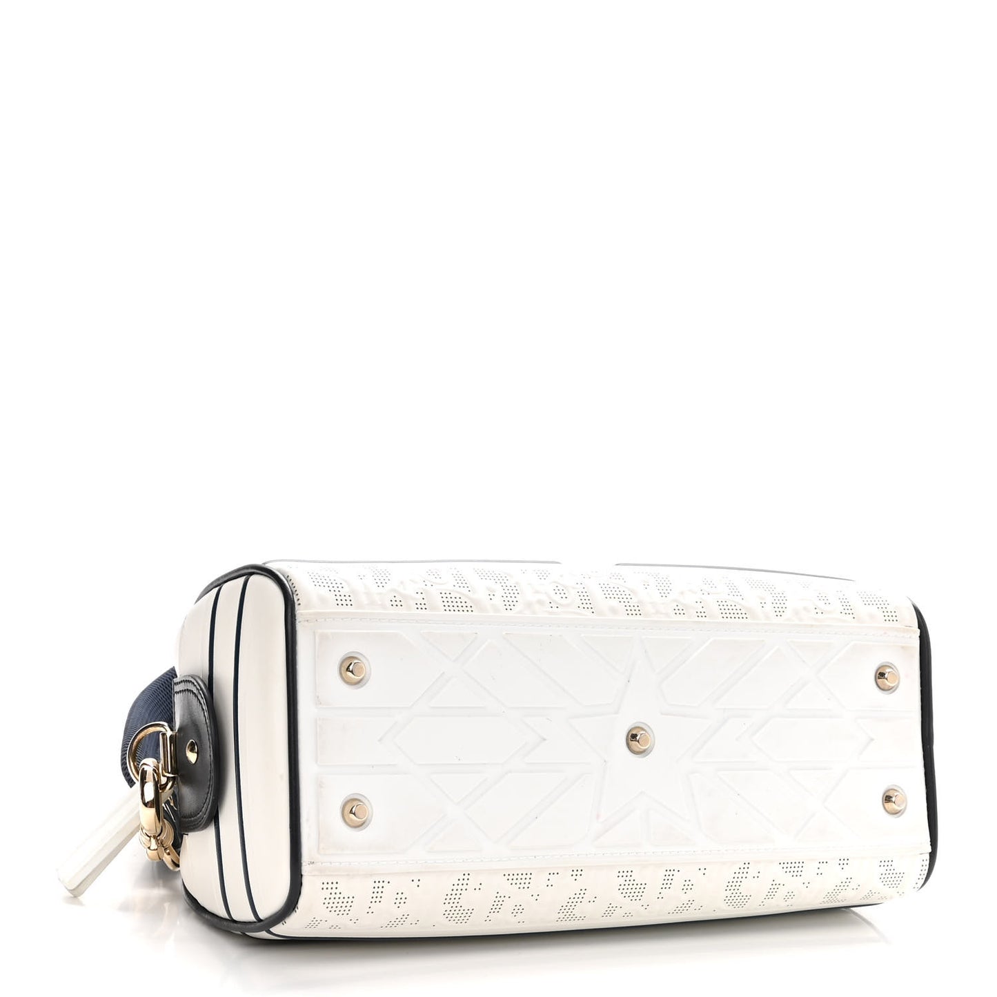 Perforated Calfskin Medium Dior Vibe Classic Bowling Bag White