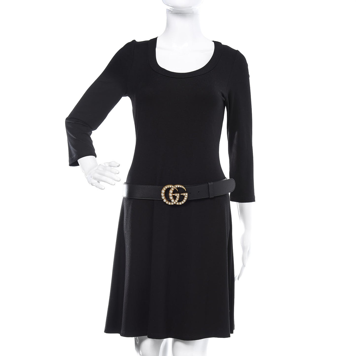 Moon Calfskin Pearl Double G 40mm Belt 100 40 Black Cream