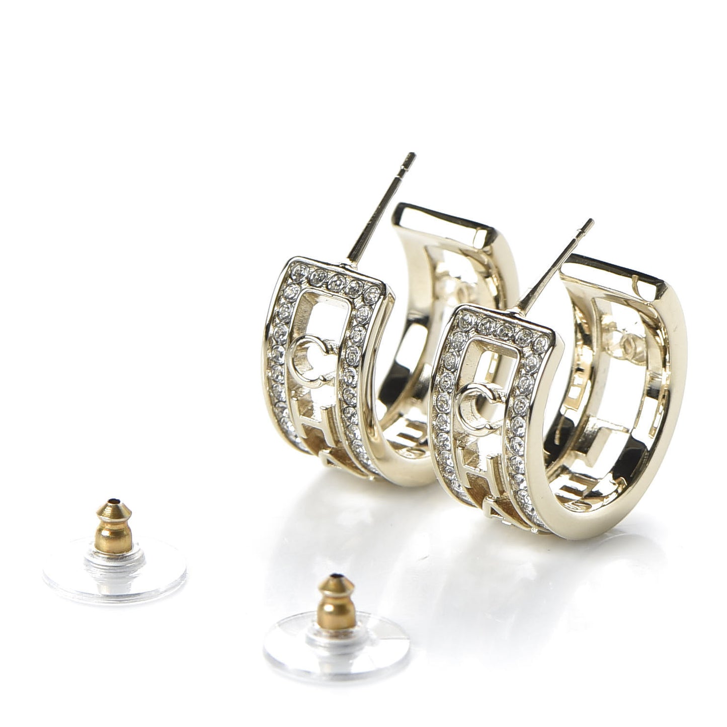 Metal Crystal Bow-tiful CC Hoop Earrings Gold
