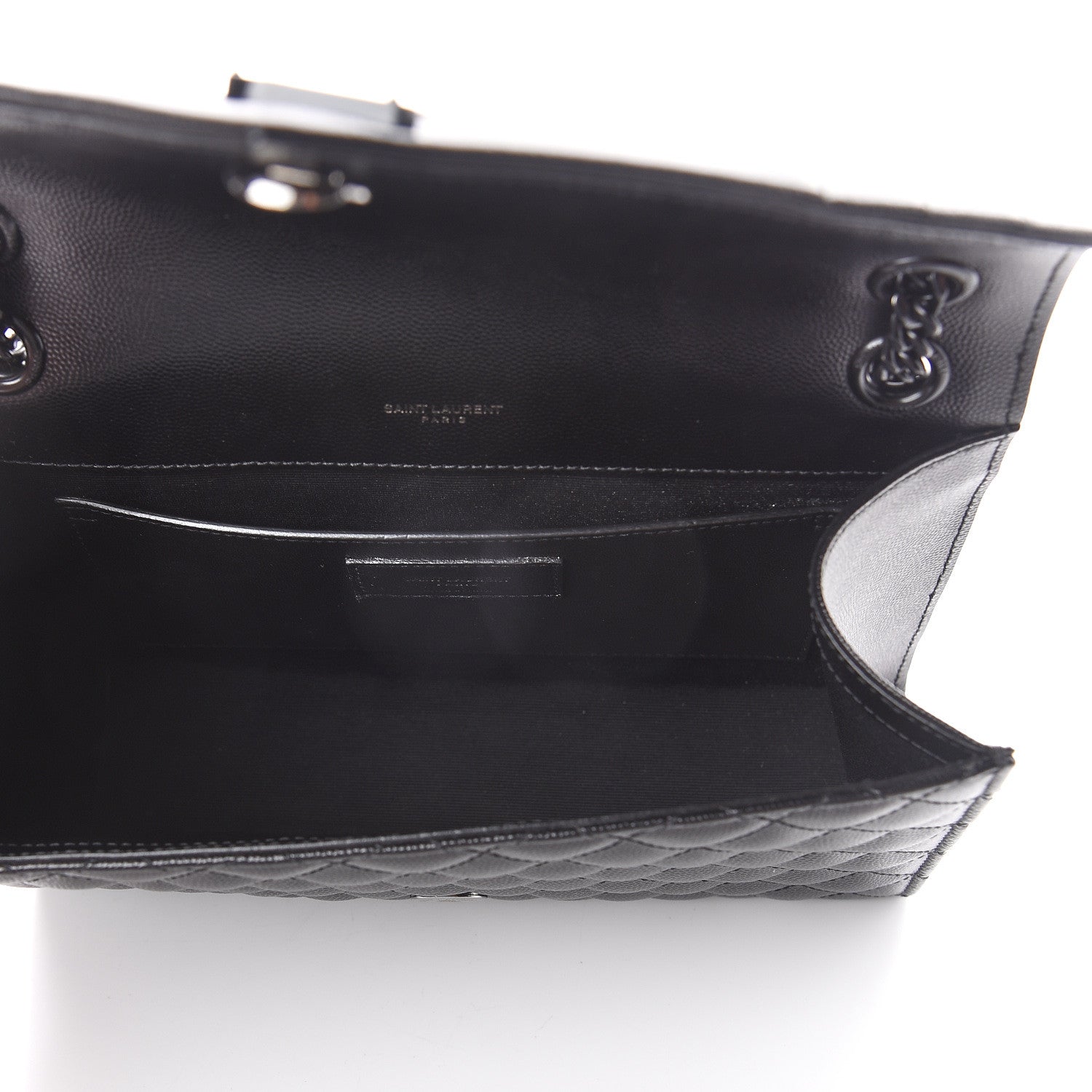 Saint Laurent Grain De Poudre Textured Mixed Matelasse Triquilt Medium Monogram Satchel Black 4 of 8