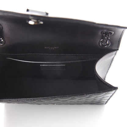 Saint Laurent Grain De Poudre Textured Mixed Matelasse Triquilt Medium Monogram Satchel Black 4 of 8