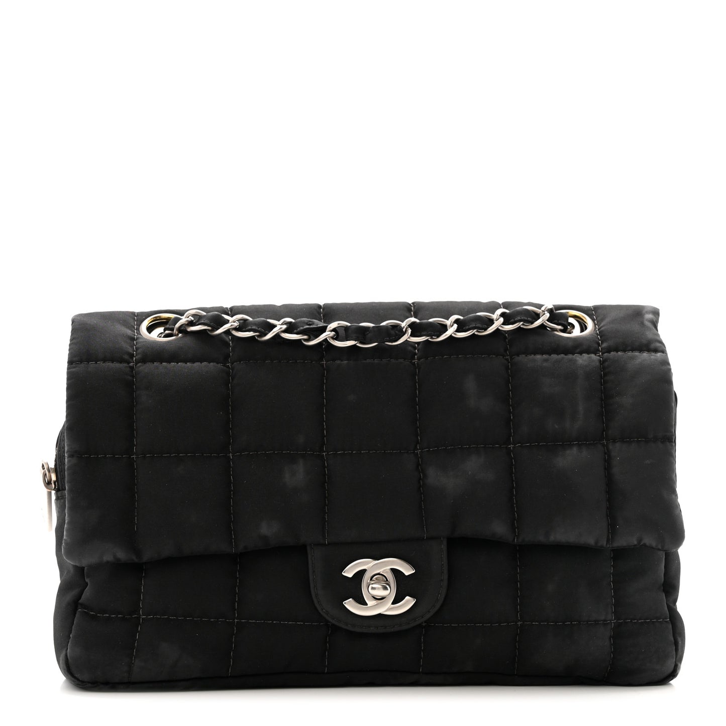 Nylon Square Quilted Flap Black
