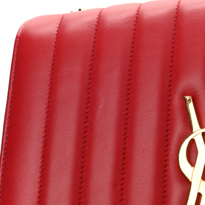 Saint Laurent Lambskin Matelasse Monogram Large Vicky Chain Bag Rouge Eros 16 of 18