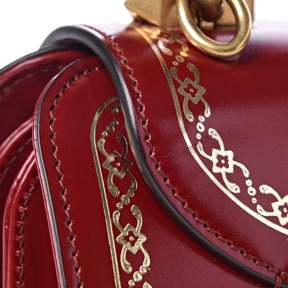 Gucci Calfskin Lisse Cornice Crystal Mini Thiara Top Handle Bag Cerise Red Gold Multicolor 14 of 16
