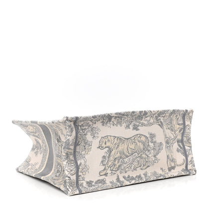 Christian Dior Canvas Embroidered Medium Dioriviera Toile De Jouy Book Tote Gray 3 of 4