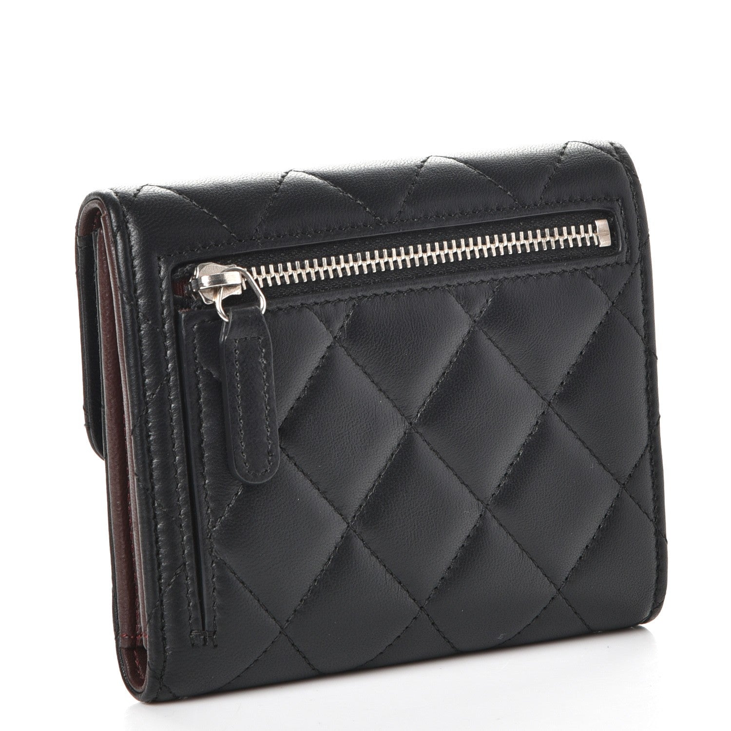 Chanel Lambskin Quilted Small Compact Wallet Black 3 of 9