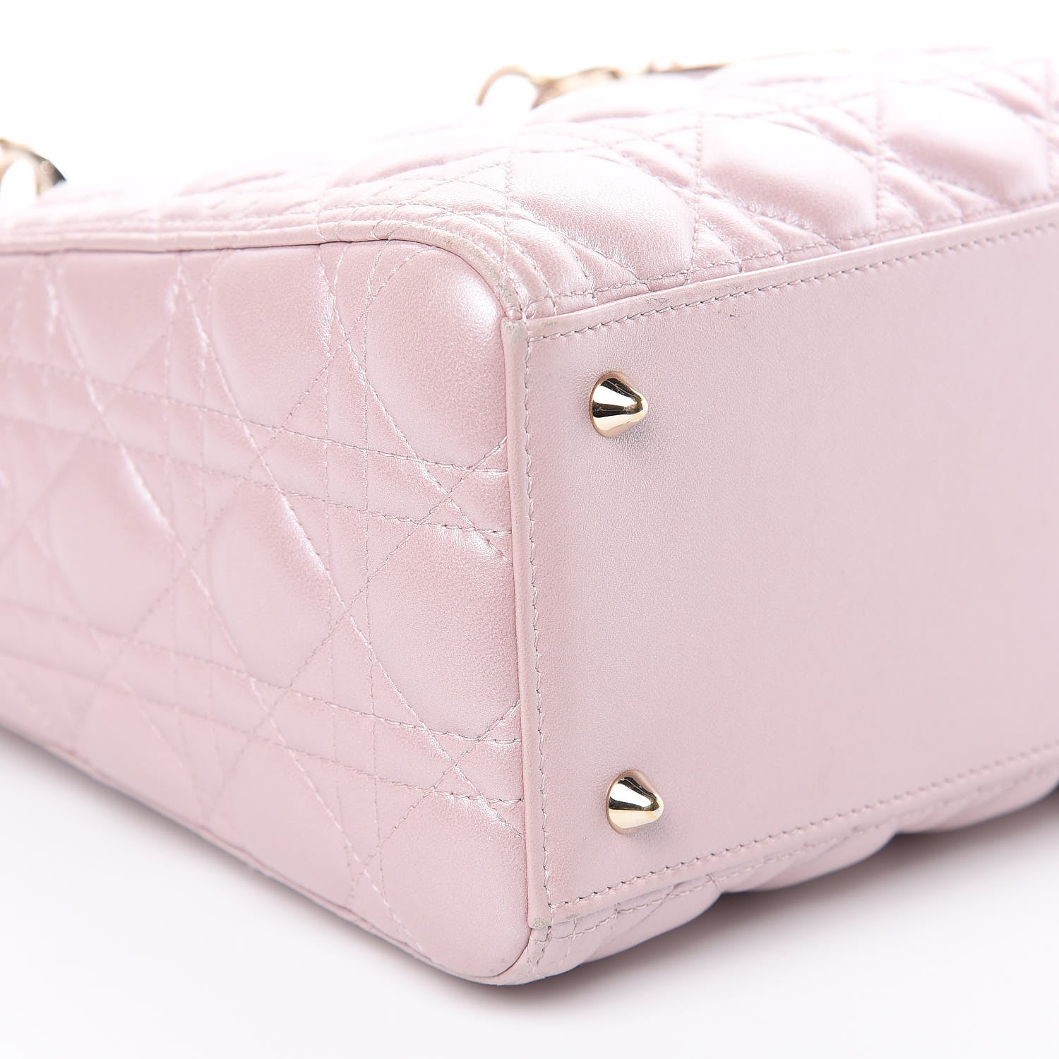 Christian Dior Pearly Lambskin Cannage Medium Lady Dior Lotus 8 of 13