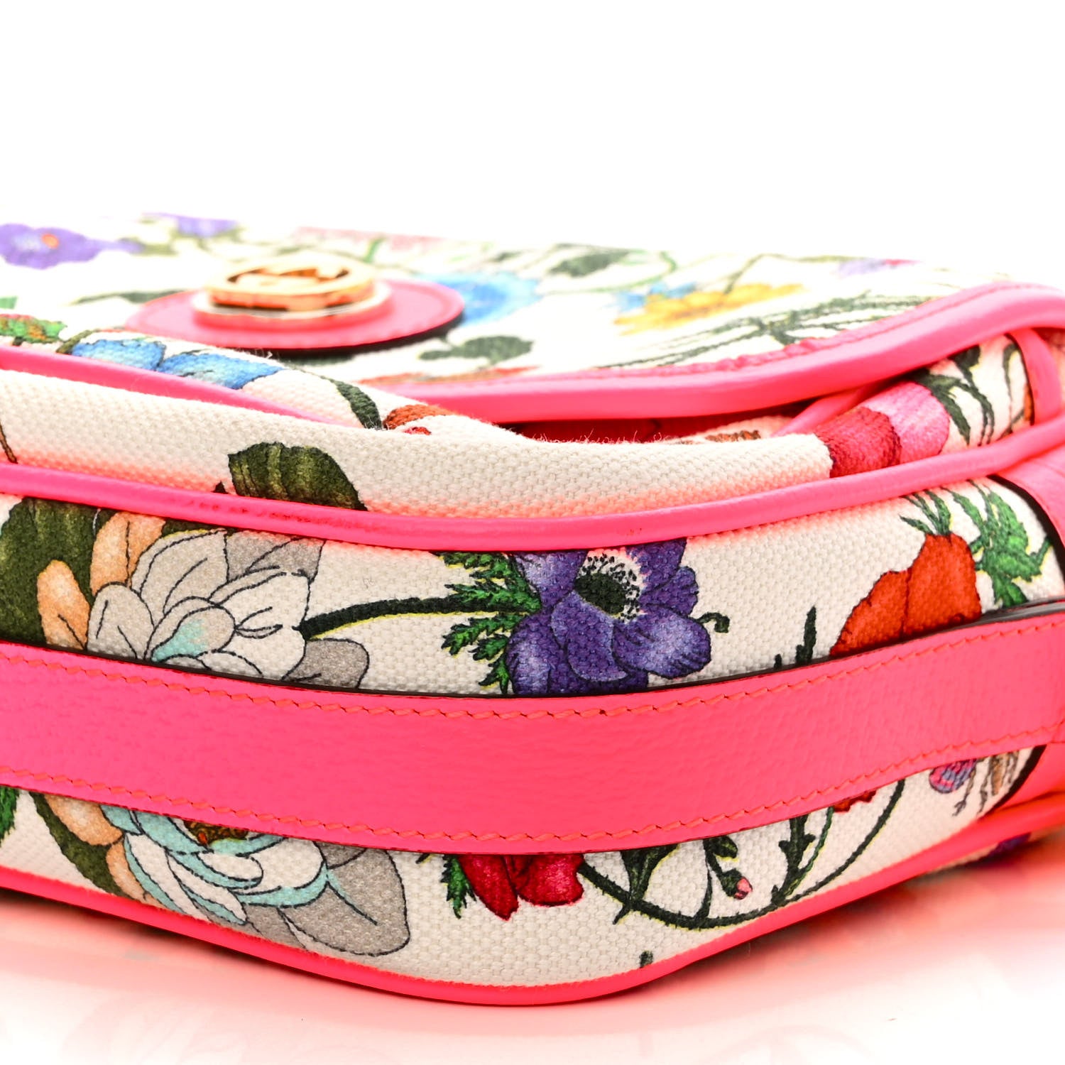 Gucci Canvas Flora Floral Shoulder Bag White Fuchsia Fluo 9 of 9