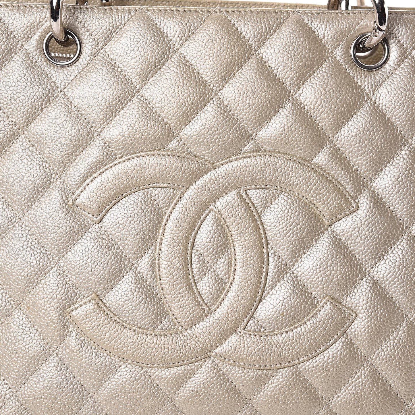 Caviar Quilted Grand Shopping Tote GST Pearl