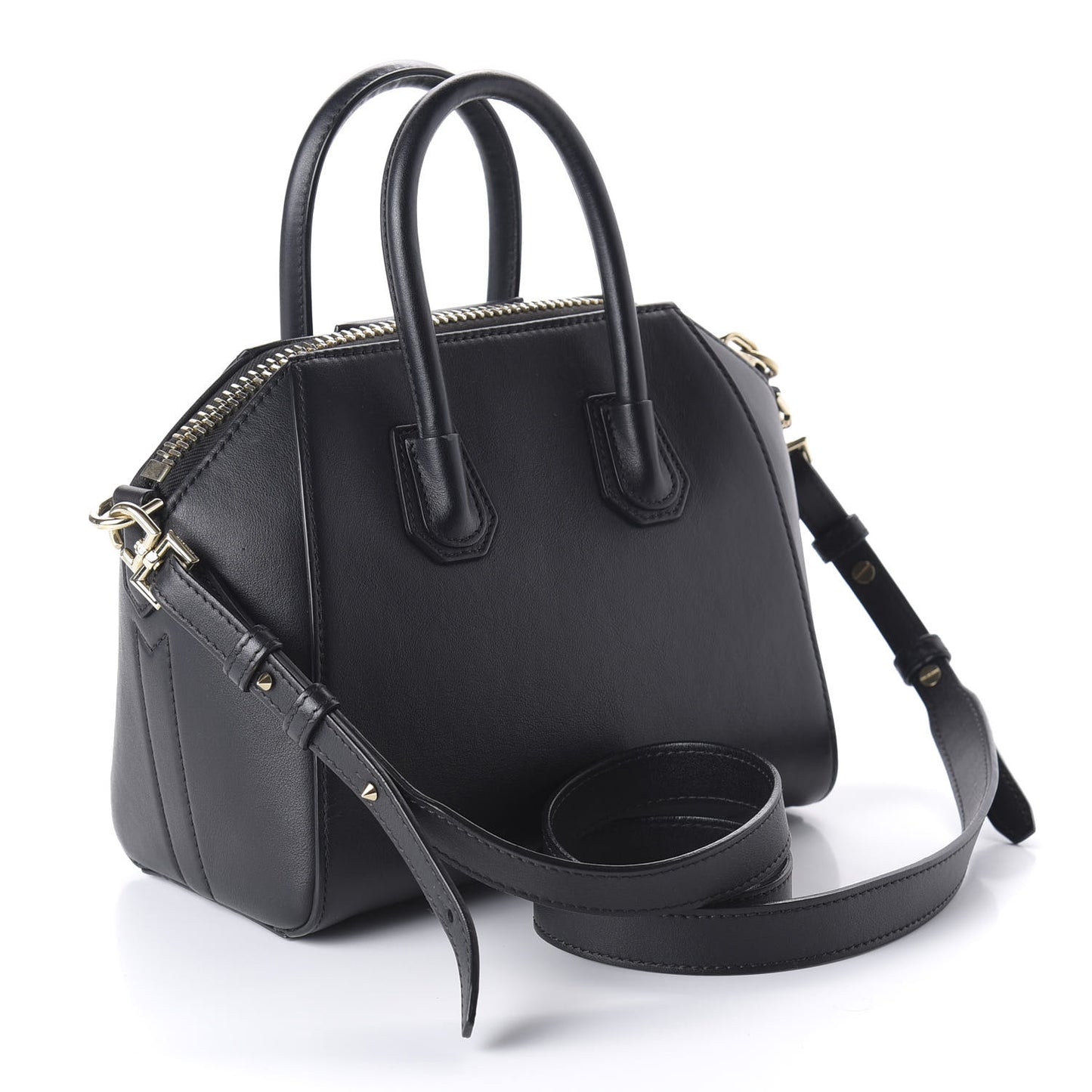Smooth Calfskin Triangle Studded Mini Antigona Black