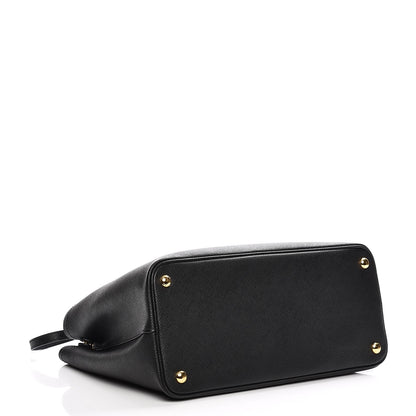 Prada Saffiano Cuir Medium Double Bag Black Fuoco 5 of 7