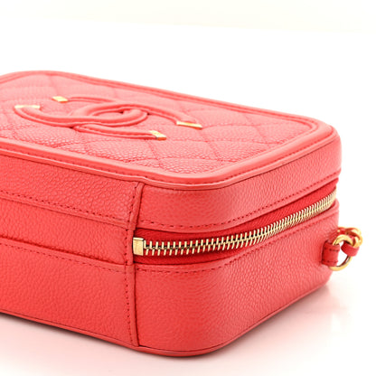 Chanel Caviar Quilted Small CC Filigree Vanity Case Coral 10 of 10