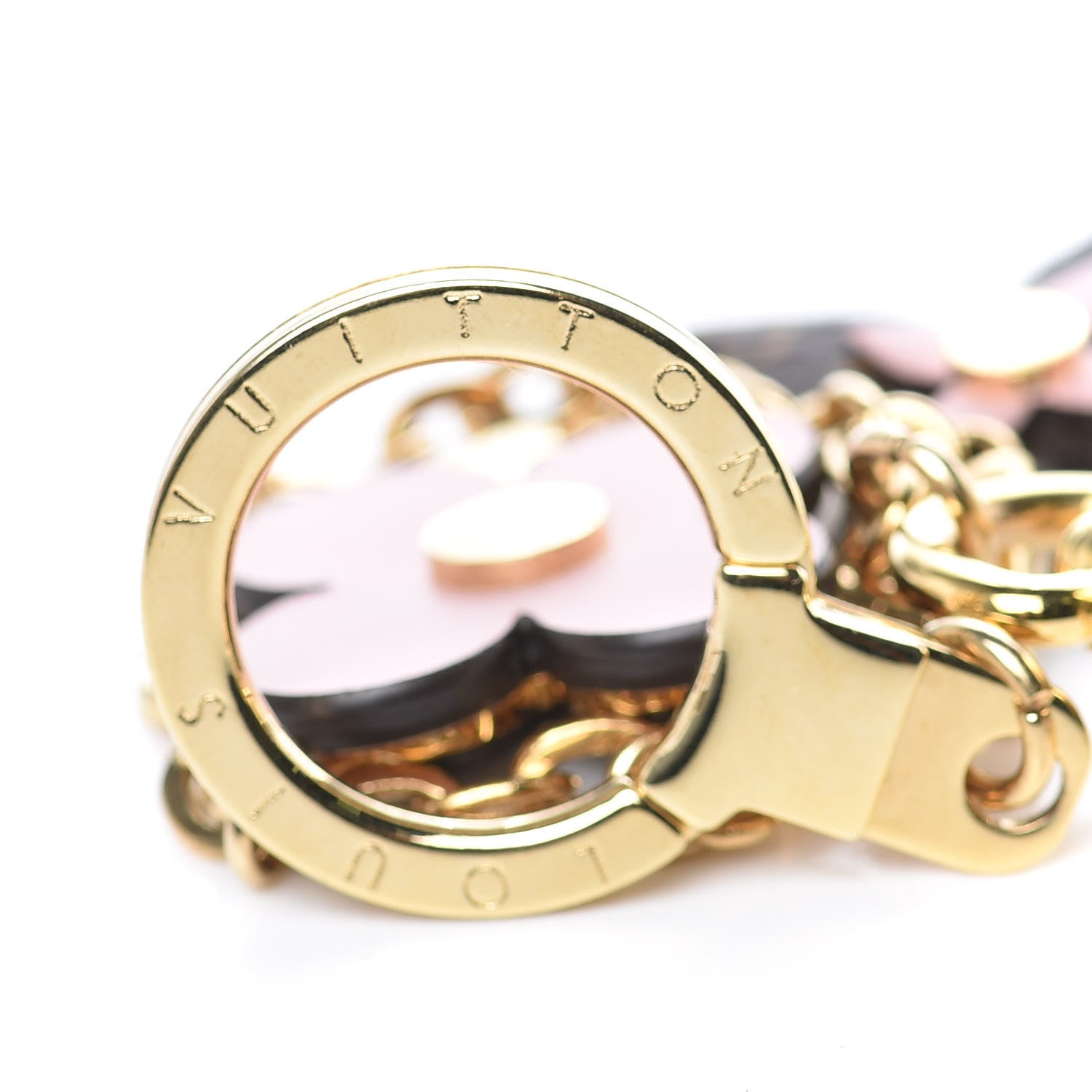 Louis Vuitton Brass Monogram Blooming Flowers Bag Charm Key Holder Rose Ballerine 4 of 5