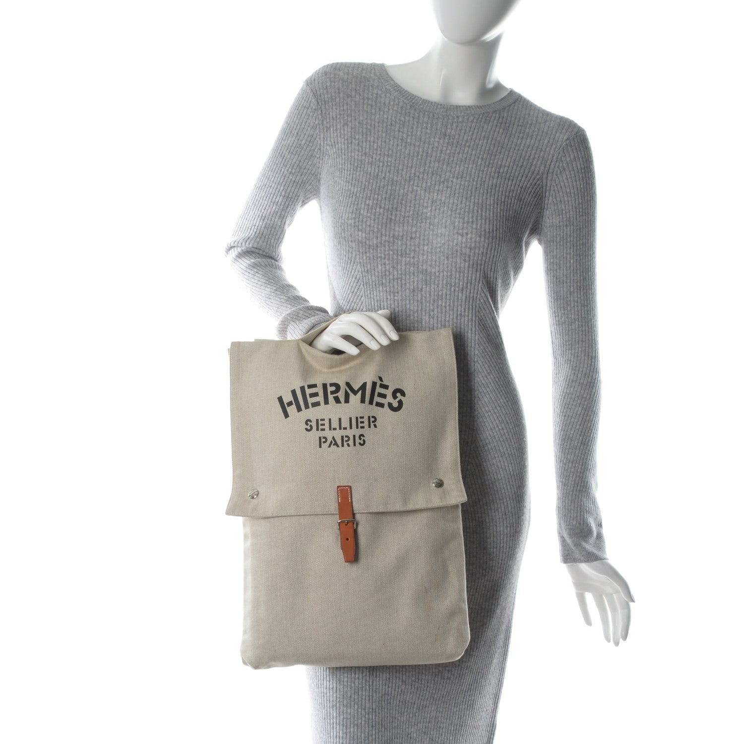 Hermes Natural Barenia Toile Grooming Bag 2 of 8